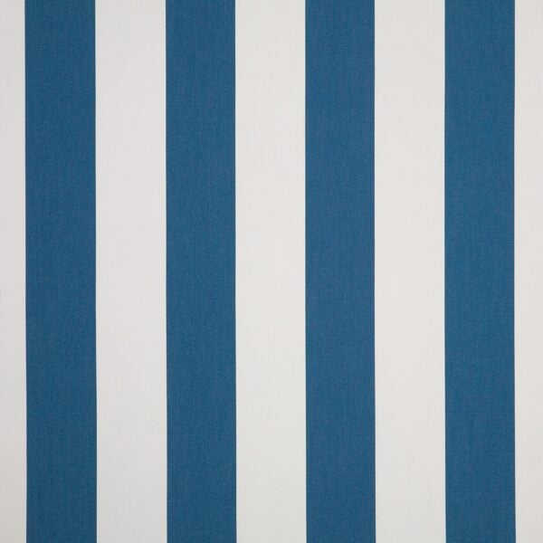 vibrant blue striped upholstery fabric swatch for room and texture comparison